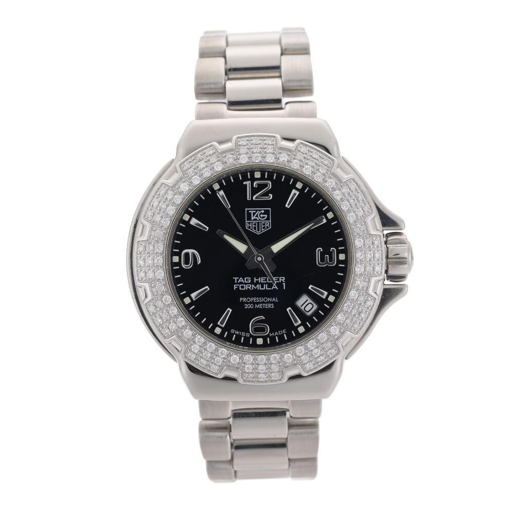 TAG Heuer Formula 1 WAC1214 Factory Diamond Bezel Black 37mm Ladies Watch